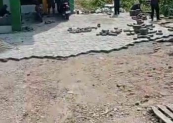 Di Duga Dari Dana Siluman, Pembangunan Paving Blok Di Halaman KUA Desa Binong Tanpa PiP